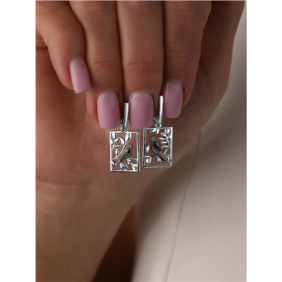 Серьги из серебра родированные 925 пробы С-3385-Р