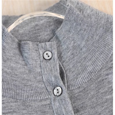 Женский элегантный шерстяной свитер с воротником-половиной на пуговицах