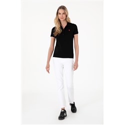 Kadın Siyah Basic Polo Yaka Tişört