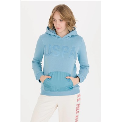 Kadın Mavi Kapüşonlu Sweatshirt