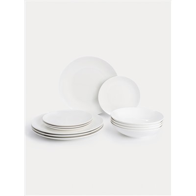 Сервиз обеденный, 4 перс, 12 пр, фарфор P, белый, White Basics