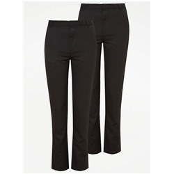 Senior Boys Black Slim Leg School Trousers 2 Pack