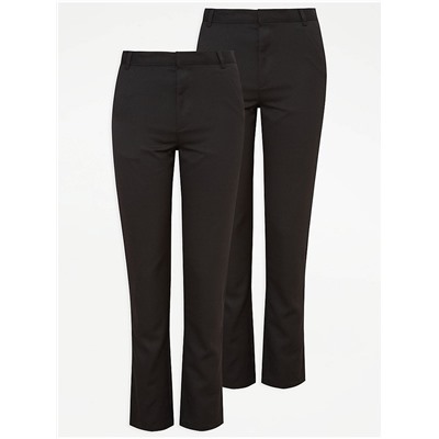 Senior Boys Black Slim Leg School Trousers 2 Pack