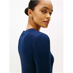 Puff-Sleeve Rib-Knit Dress