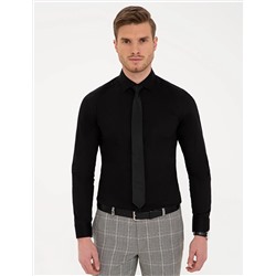 Siyah Ex. Slim Fit Uzun Kollu Klasik Gömlek