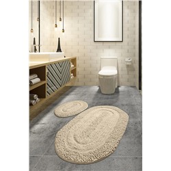 Chilai Home Macoronı Bej 2 Lı Set Klozet Takımı Banyo Paspas Seti Halısı Cotton 8694578912148