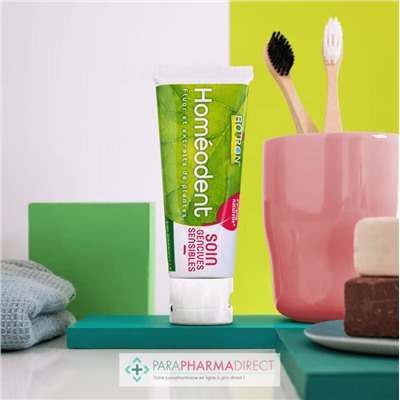 Boiron Homéodent - Soin Gencives Sensibles - Goût Chlorophylle - Dentifrice 2x75 mlLot  × 2