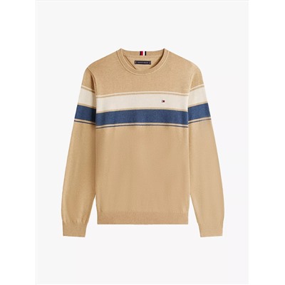 Block-Stripe Crewneck Sweater
