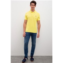 Erkek Sarı Basic Polo Yaka Tişört