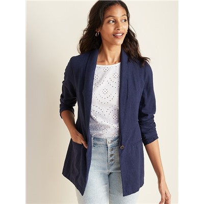 Linen-Blend Blazer for Women