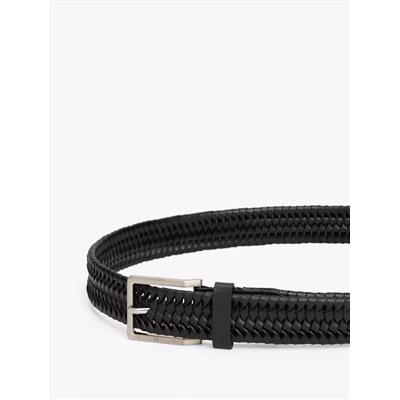 Square Buckle Woven Leather Belt