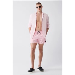 Avva Erkek Açık Pembe Hızlı Kuruyan Standart Boy Düz Mayo Deniz Şortu E003801