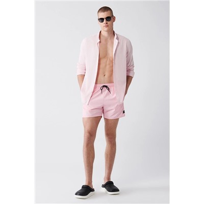 Avva Erkek Açık Pembe Hızlı Kuruyan Standart Boy Düz Mayo Deniz Şortu E003801