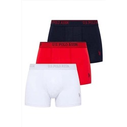 U.S. Polo Assn. U.S. Polo Assn. Erkek Beyaz - Kırmızı - Lacivert 3 Lü Boxer P20357S6821