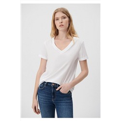 MaviV Yaka Beyaz Basic Tişört Regular Fit / Normal Kesim 166248-620