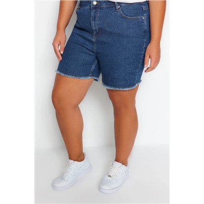 Mavi Yüksek Bel Esnek Skinny Denim Şort & Bermuda TBBSS22AP0008