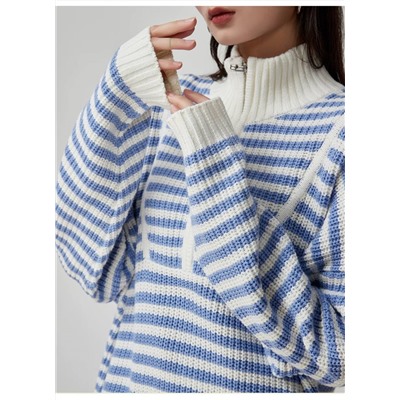 Удлиненный свитер фактурной вязки с воротником стойкой на молнии 💗