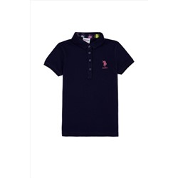Kız Çocuk Lacivert Basic Polo Yaka Tişört