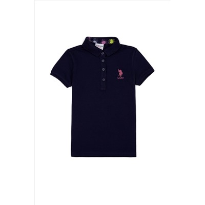 Kız Çocuk Lacivert Basic Polo Yaka Tişört