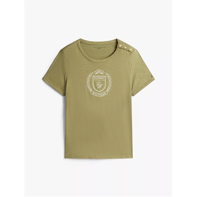 Laurel Crest Logo Slub Cotton T-Shirt