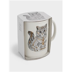 Кружка, 415 мл, фарфор N, белая, Кот, Wild