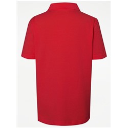 Red Easy On Short Sleeve School Polo Shirts 2 Pack