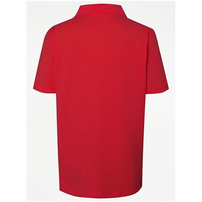 Red Easy On Short Sleeve School Polo Shirts 2 Pack