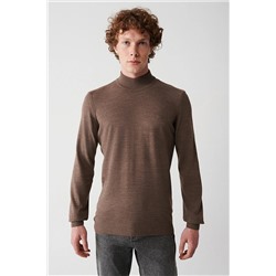 Avva Erkek Vizon Yarım Balıkçı Yaka Tüylenmeyen Standart Fit Normal Kesim Unisex Triko Kazak E005001