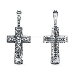 Крест из чернёного серебра - 3,8 см 925 пробы 2-555ч