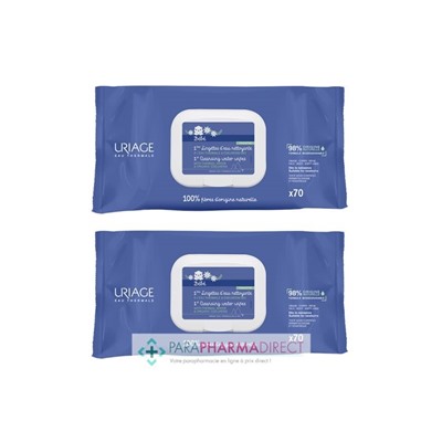 Uriage Bébé 1ères Lingettes d'Eau Nettoyante 2x70 lingettesLot  × 2
