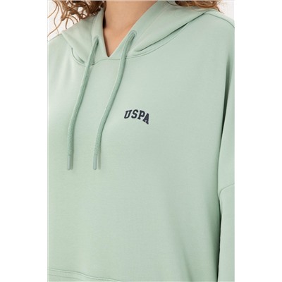Kadın Su Yeşili Kapüşonlu Basic Sweatshirt