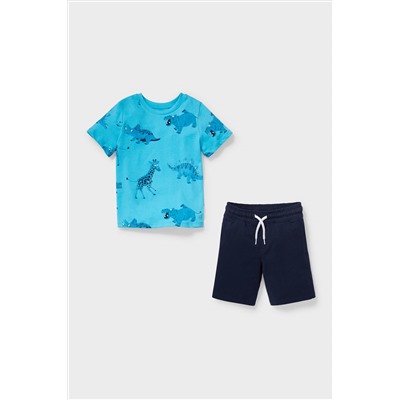 Dino - Set - Kurzarmshirt und Sweatshorts - Bio-Baumwolle