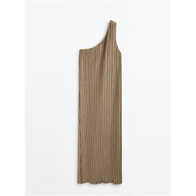 Vestido midi asimétrico plisado