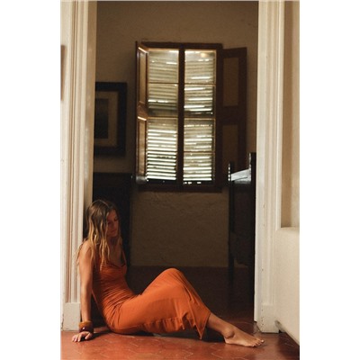 GATHERED DRAPED MAXI DRESS