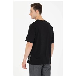 Erkek Siyah Oversize Bisiklet Yaka Tişört