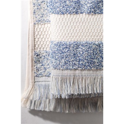 Brest İpliği Boyalı Yüz Havlusu - Mavi - 50x85 cm - Natural Koleksiyon