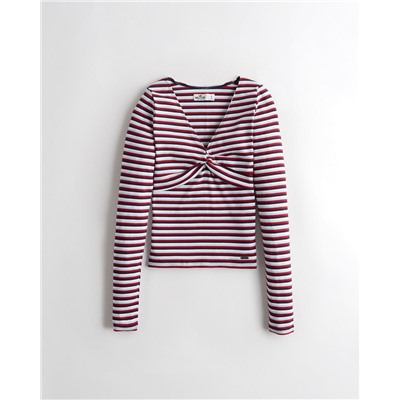 Knot-Front V-Neck Top