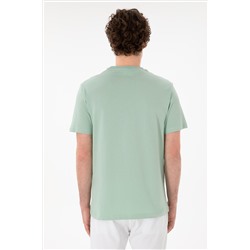 Erkek Regular Fit Bisiklet Yaka Su Yeşili Basic Tişört