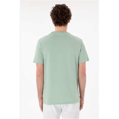 Erkek Regular Fit Bisiklet Yaka Su Yeşili Basic Tişört