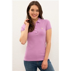 Kadın Eflatun Basic Polo Yaka Tişört