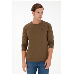 Erkek Haki Basic Sweatshirt