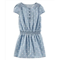 Dotted Chambray Drop-Waist Dress