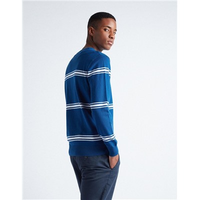Striped Knitted Jumper, Men, Blue