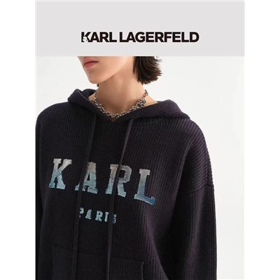 Женский вязаный пуловер с капюшоном из смесовой шерсти Kar*l Lagerfel*d