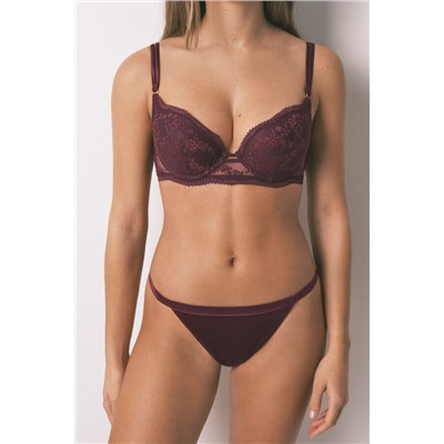 Braga clásica encaje y terciopelo burdeos