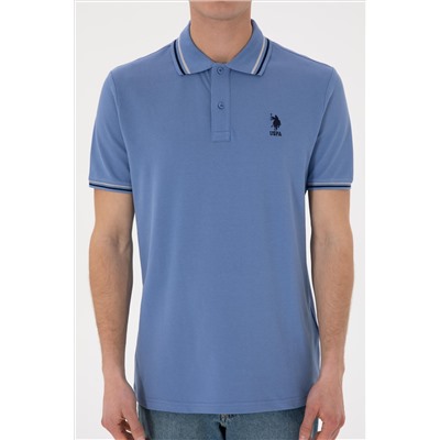 Erkek Regular Fit Polo Yaka Koyu Mavi Basic Tişört