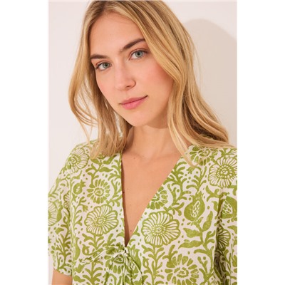 Pijama corto algodón estampado verde