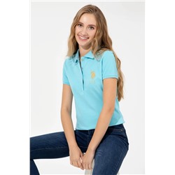 Kadın Turkuaz Basic Polo Yaka Tişört