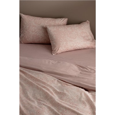 Emele King Size %100 Pamuk Ranforce Baskılı Nevresim Takımı - Pudra