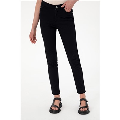 Kadın Siyah Toothpick Fit Kanvas Pantolon